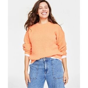 Cozy Orange Crew Neck Sweater